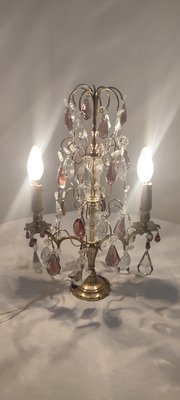 Bronze & Crystal Table Lamp, France, 1940s-RGF-1220731