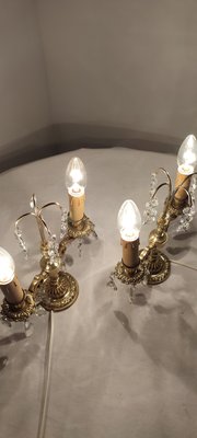 Bronze & Crystals Wall Lights, France, 1950s, Set of 2-RGF-1220729