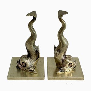 Bronze Dolphin Bookends, 19th Century, Set of 2-RVK-911157