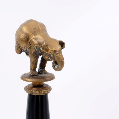 Bronze Elephants on Porcelain Columns with Bronze Borders by Wong Lee, Set of 2-JG-1785220