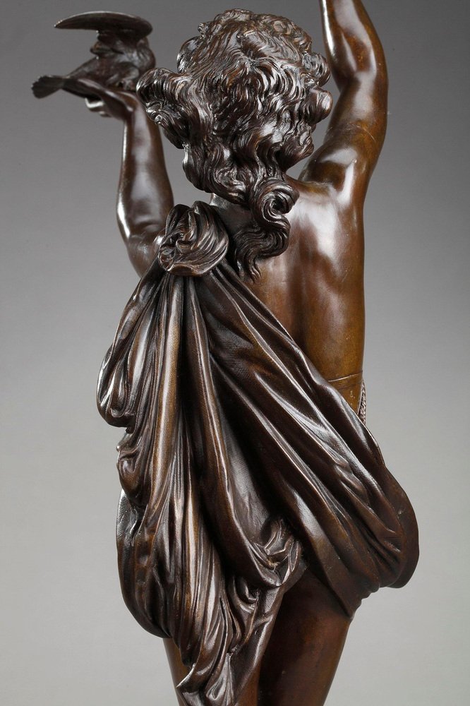 Bronze Femme Aux Colombes Sculpture by Charles-Alphonse Gumery