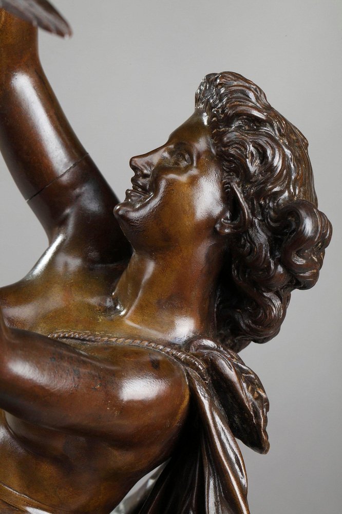 Bronze Femme Aux Colombes Sculpture by Charles-Alphonse Gumery