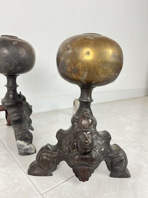 Bronze Fireplace Chimney Lighters, Italy, 1940s, Set of 2-YST-1793174