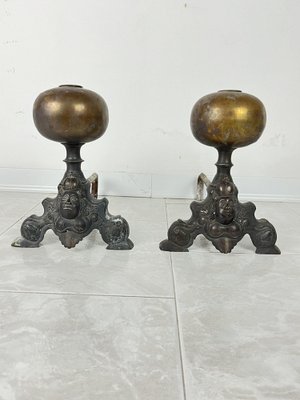 Bronze Fireplace Chimney Lighters, Italy, 1940s, Set of 2-YST-1793174