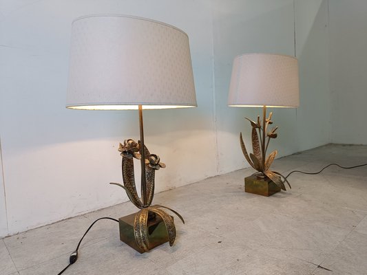 Bronze Flower Table Lamps, 1970s, Set of 2-IRH-1822747