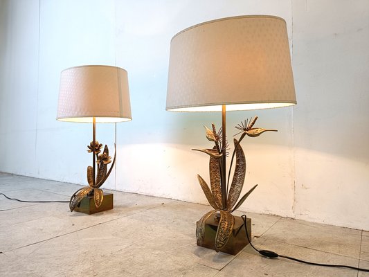 Bronze Flower Table Lamps, 1970s, Set of 2-IRH-1822747