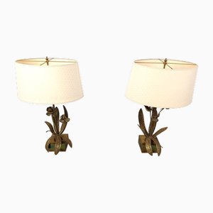 Bronze Flower Table Lamps, 1970s, Set of 2-IRH-1822747