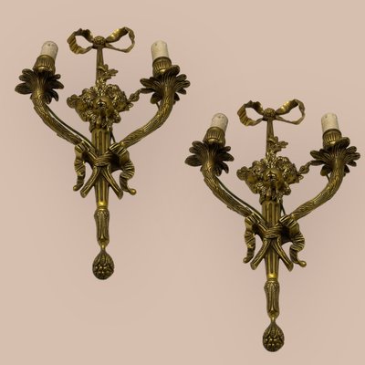 Bronze Fruit Sconces, 1920s, Set of 2-JJC-1754316