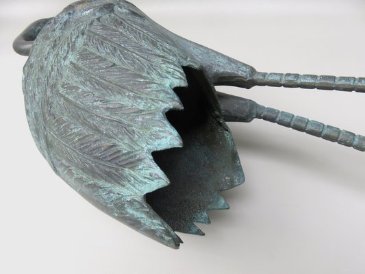 Bronze & Green Patinated Crane Sculptures, 1970s, Set of 2-EY-989533