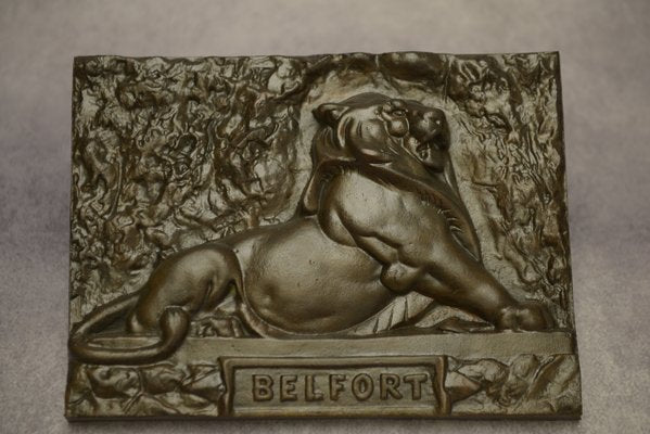 Bronze Lion de Belfort Plate from Douchy Tourcoing, Early 19th Century-NEN-2023689