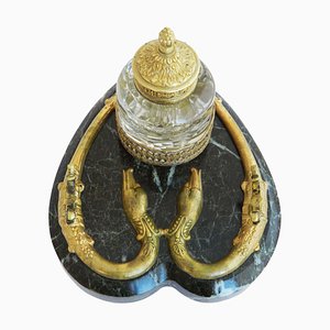 Bronze & Marble Serpent Inkstand, France, 1880s-ARU-1073195