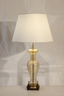 Bronze & Murano Blown Glass Lamp with Gold Inclusion, 1950s-WEQ-1143783