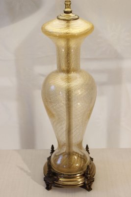 Bronze & Murano Blown Glass Lamp with Gold Inclusion, 1950s-WEQ-1143783