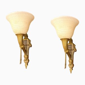 Bronze & Murano Glass Sconces, 1950s, Set of 2-JJC-1791717