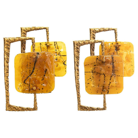 Bronze & Murano Glass Wall Sconces by Angelo Brotto for Esperia, 1960s, Set of 2