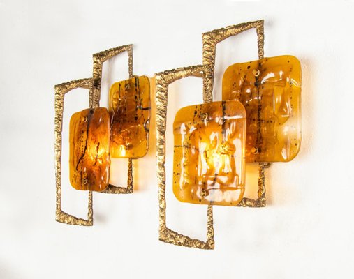 Bronze & Murano Glass Wall Sconces by Angelo Brotto for Esperia, 1960s, Set of 2-DEK-1368728