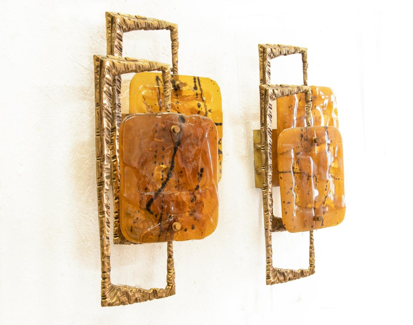 Bronze & Murano Glass Wall Sconces by Angelo Brotto for Esperia, 1960s, Set of 2