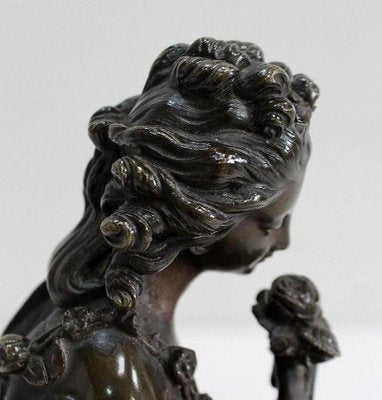 Bronze Patina Brune of Girl With Flowers, 20th Century-RVK-895735