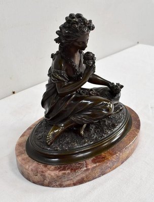 Bronze Patina Brune of Girl With Flowers, 20th Century-RVK-895735