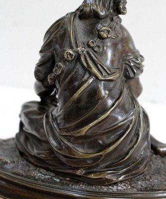 Bronze Patina Brune of Girl With Flowers, 20th Century-RVK-895735