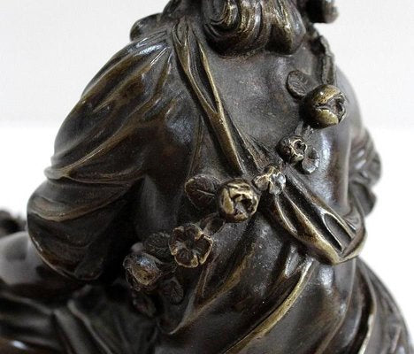 Bronze Patina Brune of Girl With Flowers, 20th Century-RVK-895735