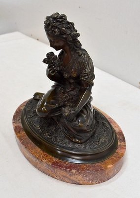 Bronze Patina Brune of Girl With Flowers, 20th Century-RVK-895735