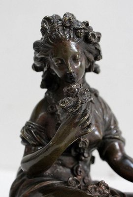 Bronze Patina Brune of Girl With Flowers, 20th Century-RVK-895735