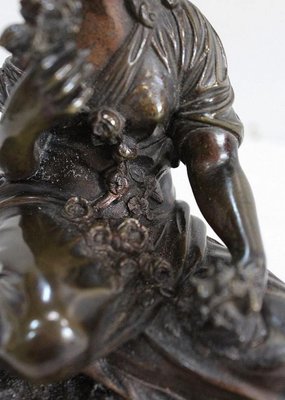 Bronze Patina Brune of Girl With Flowers, 20th Century-RVK-895735