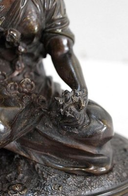 Bronze Patina Brune of Girl With Flowers, 20th Century-RVK-895735