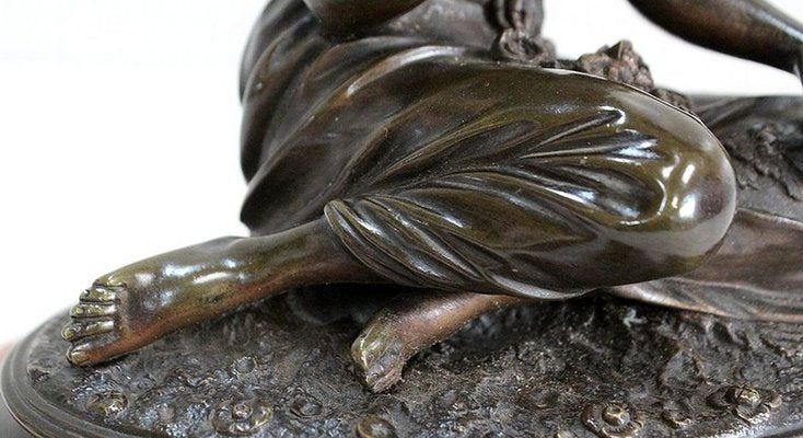 Bronze Patina Brune of Girl With Flowers, 20th Century-RVK-895735