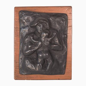 Bronze Plaque of Mother and Child by Manuel Martinez Hugué-AOI-1106703