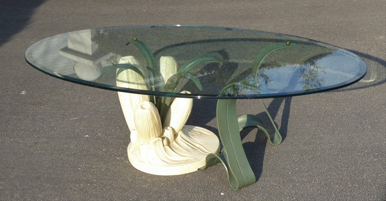 Bronze & Resin Organic Anemone Plant Coffee Table with Glass Top, 1970s-AWL-913001