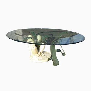 Bronze & Resin Organic Anemone Plant Coffee Table with Glass Top, 1970s-AWL-913001