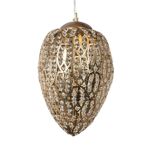 Bronze Satin Finish Medium Steel & Crystal Egg Arabesque Pendant from VGnewtrend