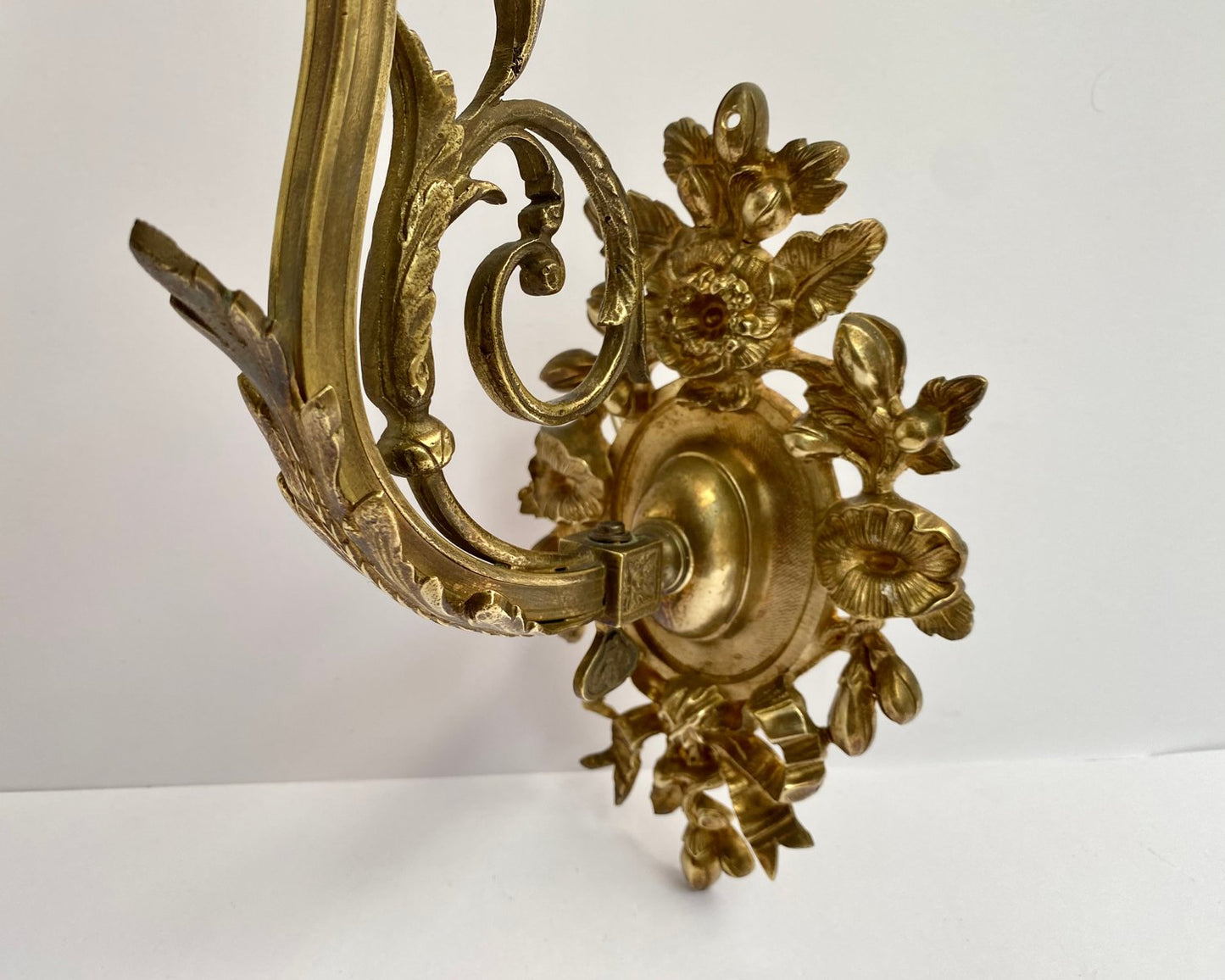 Bronze Sconce with White Glass Lampshade, France, 1930s