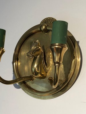 Bronze Sconces with Horse Heads from Maison Charles, Set of 2-BA-1365401