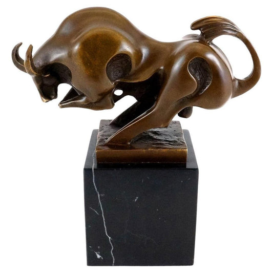 Bronze Sculpture of a Bull in Motion, 20th Century