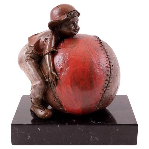 Bronze Sculpture Representing the Child and the Joy of Baseball, 20th Century