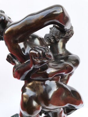 Bronze Sculpture with Hercules and Antaeus with Marble Base, 20th-Century-WIM-1145249