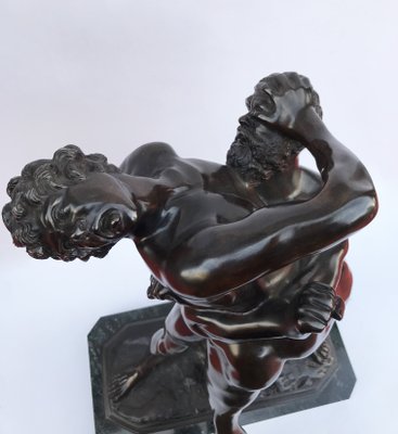 Bronze Sculpture with Hercules and Antaeus with Marble Base, 20th-Century-WIM-1145249