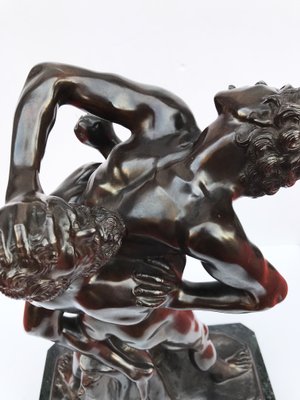 Bronze Sculpture with Hercules and Antaeus with Marble Base, 20th-Century-WIM-1145249