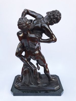 Bronze Sculpture with Hercules and Antaeus with Marble Base, 20th-Century-WIM-1145249