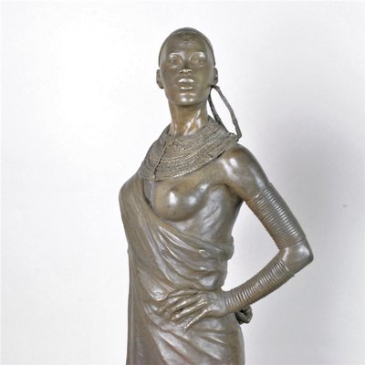 Bronze Sculptures, Maasai Couple, 20th Century, Set of 2-SYQ-847001