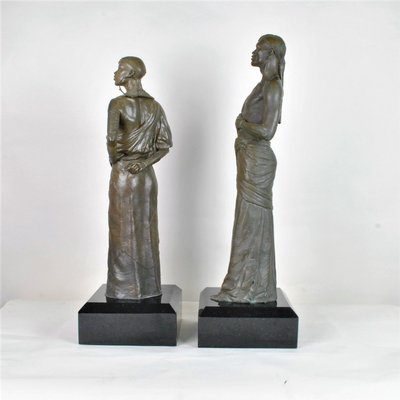 Bronze Sculptures, Maasai Couple, 20th Century, Set of 2-SYQ-847001