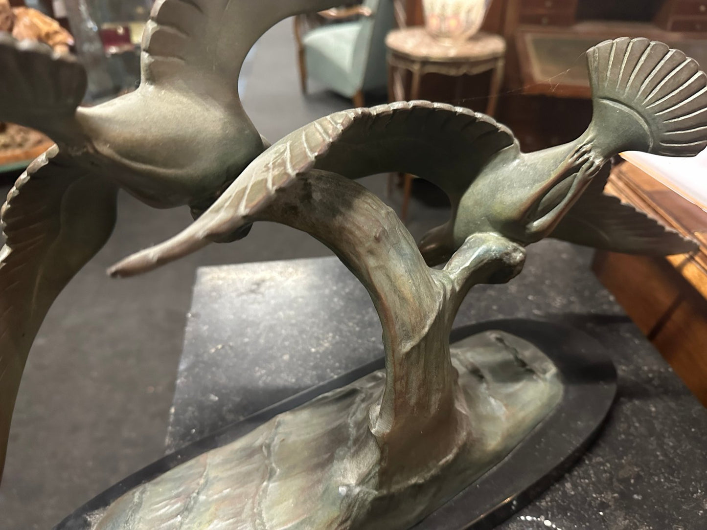 Bronze Seagull on Marble Base, 1920s