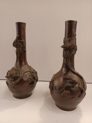 Bronze Soliflore Vases, Japan, 19th Century, Set of 2-EHL-1133894