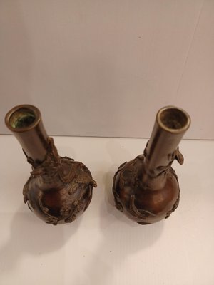 Bronze Soliflore Vases, Japan, 19th Century, Set of 2-EHL-1133894