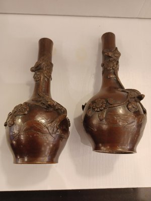 Bronze Soliflore Vases, Japan, 19th Century, Set of 2-EHL-1133894