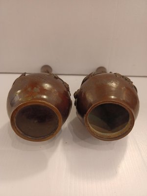 Bronze Soliflore Vases, Japan, 19th Century, Set of 2-EHL-1133894