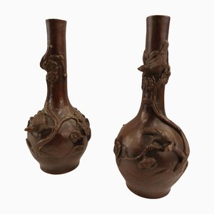 Bronze Soliflore Vases, Japan, 19th Century, Set of 2-EHL-1133894